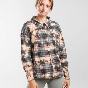 Gilded Intent Plaid Button-Up Shirt - Black and Cream